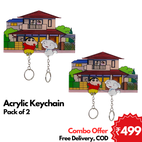 ShinChan Acrylic Key Chain & Shiro Keychain (COMBO)