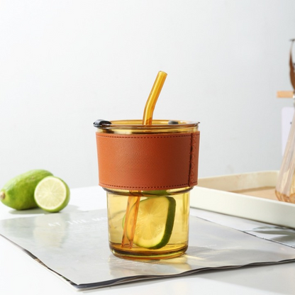 Grip Glass Tumbler With Straw (Buy 1 Get 1 )