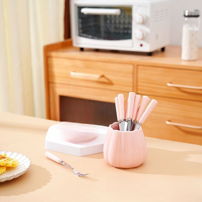 Stylish Ceramic Jar with cutlery
