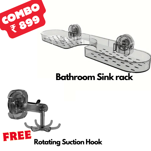 Bathroom Rack & Rotating Suction Hook ( Combo)