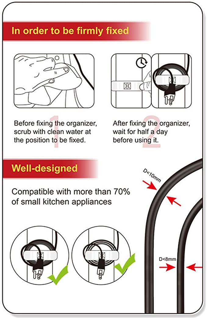 Kitchen Wire Organizer Kitchen Applicances Receiving Reel Cord Organizers  Plug Fixer Wall Power Cable Fixing Clip Racks Holders